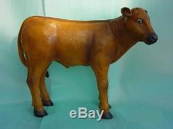 Calf Cow 6 Garden Statue Resin Life Size Animal Figure 3 Colours Choice