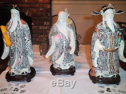 Chinese Sau Fuk Luk God Buddha Happiness, Health & Wealth Resin Statue Figures