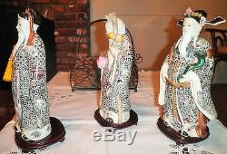 Chinese Sau Fuk Luk God Buddha Happiness, Health & Wealth Resin Statue Figures