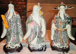 Chinese Sau Fuk Luk God Buddha Happiness, Health & Wealth Resin Statue Figures