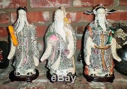 Chinese Sau Fuk Luk God Buddha Happiness, Health & Wealth Resin Statue Figures