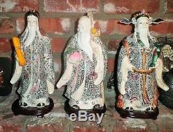 Chinese Sau Fuk Luk God Buddha Happiness, Health & Wealth Resin Statue Figures