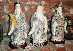 Chinese Sau Fuk Luk God Buddha Happiness, Health & Wealth Resin Statue Figures