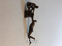 Climbing Duo Hanging on Rock Figures 2 Figures Wall Hanging Statues Rock Climber