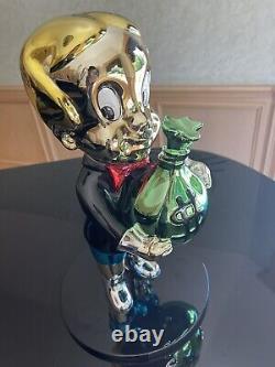 Custom Richie Rich Statue Green Money Bag Candy Chrome Sculpture 16 Tall