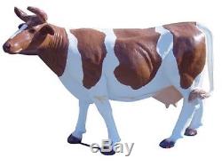 Dairy Milk Cow 2 Garden Statue Resin Life Size Animal Figure 9 Colours Choice