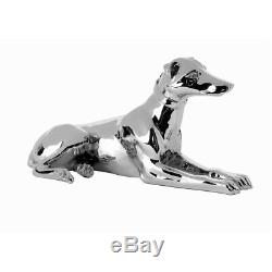 Dwell Pair Silver Dog Statue Greyhound Whippet Tall Figure Electroplated Resin