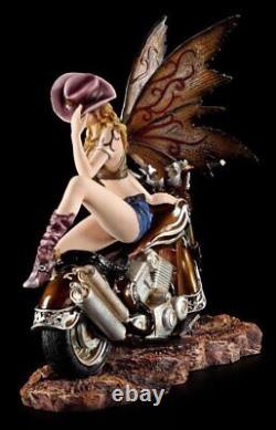 Elves Figure With Motorcycle Cowgirl Fantasy Fee Bikerelfe Decorative Statue