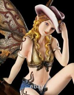 Elves Figure With Motorcycle Cowgirl Fantasy Fee Bikerelfe Decorative Statue