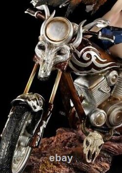 Elves Figure With Motorcycle Cowgirl Fantasy Fee Bikerelfe Decorative Statue