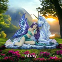 Enchanted Unicorn & Fairy Figurine Resin Fantasy Statue Mythical Creature Decor