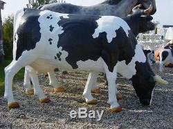 Feeding Cow 7 Garden Statue Resin Life Size Animal Figure 2 Colours Choice