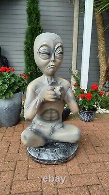 Fibreglass / Resin Near 3 Foot Buddha Alien Statue / Figure