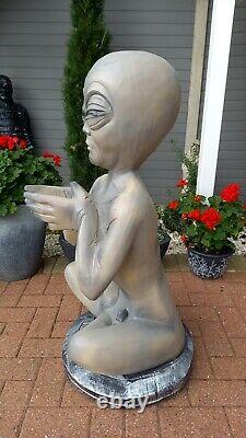 Fibreglass / Resin Near 3 Foot Buddha Alien Statue / Figure