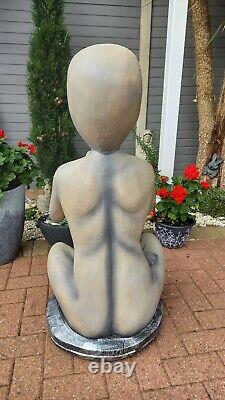 Fibreglass / Resin Near 3 Foot Buddha Alien Statue / Figure