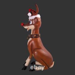 Funny Reindeer Sitting Statue Comic Cute Cartoon Reindeer Figure Lifesize Models