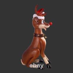 Funny Reindeer Sitting Statue Comic Cute Cartoon Reindeer Figure Lifesize Models