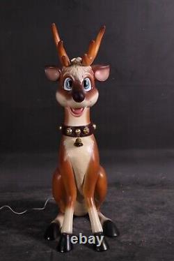 Funny Reindeer Sitting Statue Comic Cute Cartoon Reindeer Figure Lifesize Models