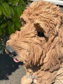 GOLDEN cockapoo resin figure realistic sculpture dog lover garden statue pet