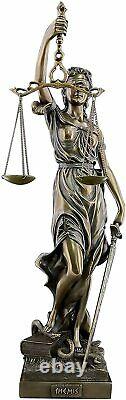 Goddess of Justice Themis Lady Justica Statue Sculpture Figur Bronze Finish 50cm