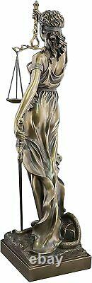 Goddess of Justice Themis Lady Justica Statue Sculpture Figur Bronze Finish 50cm