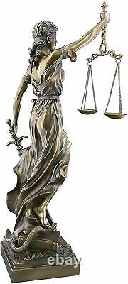 Goddess of Justice Themis Lady Justica Statue Sculpture Figur Bronze Finish 50cm