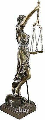 Goddess of Justice Themis Lady Justica Statue Sculpture Figur Bronze Finish 50cm