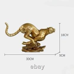 Gold Panther Leopard Jaguar Ocelot Cheetah Figure Statue Resin 30x18x9 cm 800g