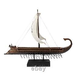 Greek Trireme with Octopus Sail Cold Cast & Bronze Resin Statue Sculpture