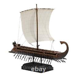 Greek Trireme with Octopus Sail Cold Cast & Bronze Resin Statue Sculpture