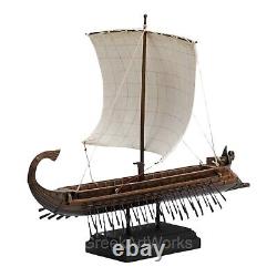 Greek Trireme with Octopus Sail Cold Cast & Bronze Resin Statue Sculpture