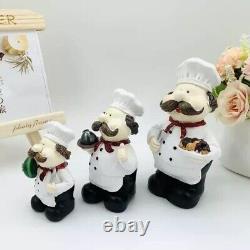 Happy Men Chef Figure Statue For Home Office Decor Set Of 3 White