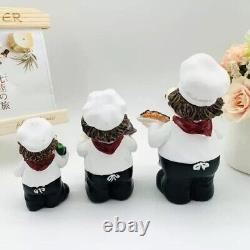 Happy Men Chef Figure Statue For Home Office Decor Set Of 3 White