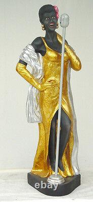 LADY SINGER Motown Resin Figure statue Black Gold Glitter Jazz Sexy Gown shoes