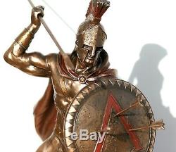 LEONIDAS Greek Spartan King Warrior Statue Sculpture Figure Bronze Finish 12.5in