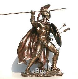 LEONIDAS Greek Spartan King Warrior Statue Sculpture Figure Bronze Finish 12.5in