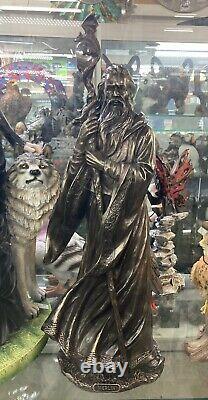 Large Bronze Merlin Statue Figure Resin 47cm Height