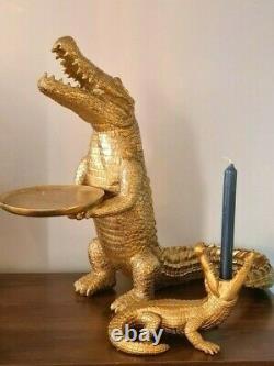 Large Crocodile Aligator Dish Plant Key Holder Statue Figure Ornament Decorative