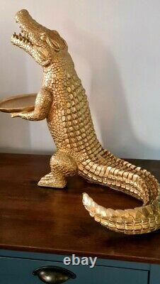 Large Crocodile Aligator Dish Plant Key Holder Statue Figure Ornament Decorative