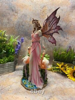 Large Fairy & Flamingo Statue Fantasy Art Figurine Mythical Creatures Ornament