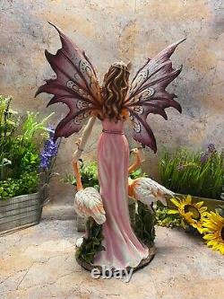 Large Fairy & Flamingo Statue Fantasy Art Figurine Mythical Creatures Ornament