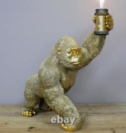 Large Gold Gorilla Light Ornament Resin Statue Ape Monkey Figure Gift Art