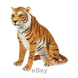 Large Sitting Tiger Big Cat Figurine Wild Animal Ornament Statue Resin 44 cm