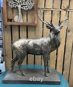 Large Stag Figure Monarch Of The Glen Bronze Resin Statue 53cmx38cm