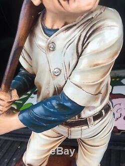 Large Vintage Baseball Player Statue Figure Peter Mook Resin Sculpture 28