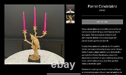 Large luxury Gold parrot on a branch Statue Figure Ornament candle holder