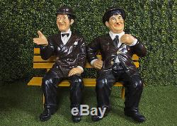 Laurel & Hardy Bench Statue Outdoor Ornament Figure Figurine Garden Gift Large