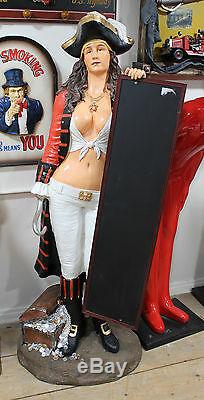 Life Size Pirate Lady Menu Board Chalk Figure Statue 6FT Restaurant Bar Sign