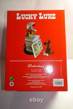 Lucky Luke & Rantanplan With Book Stack Resin Figure Statue Collectoys 23Cm