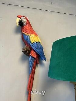 Macaw Parrot RED Rainbow resin figure wall hanging bird lover garden statue